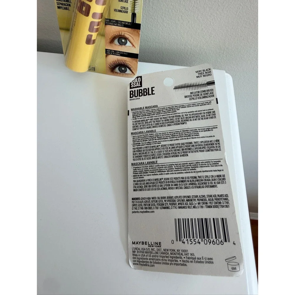 Maybelline Colossal Bubble Mascara Womens 2-Pack 801 Very Black Washable NWT